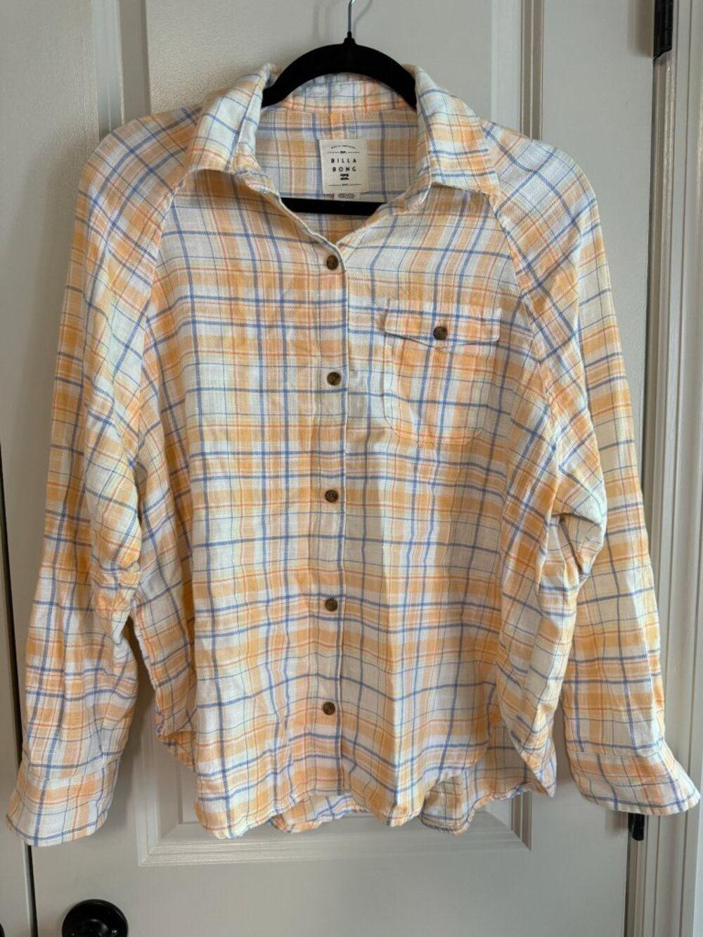 Billabong Plaid Button-Down Shirt | Women's Small | Lightweight Flannel